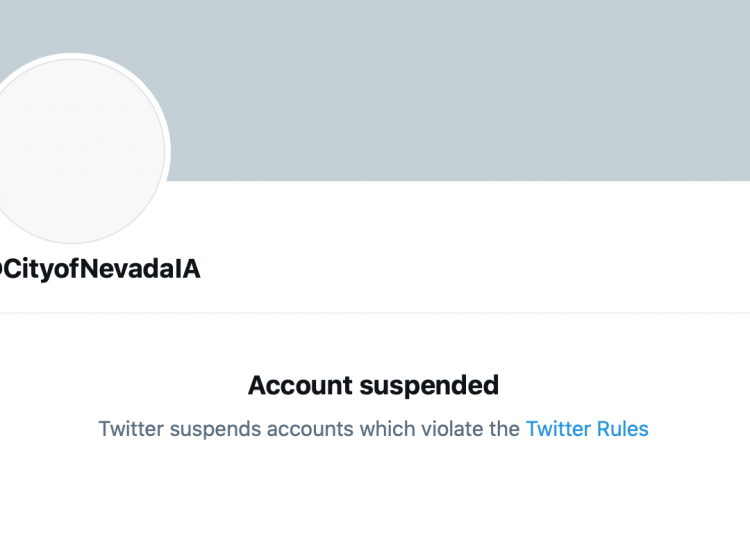 City of Nevada Has Twitter Account Suspended