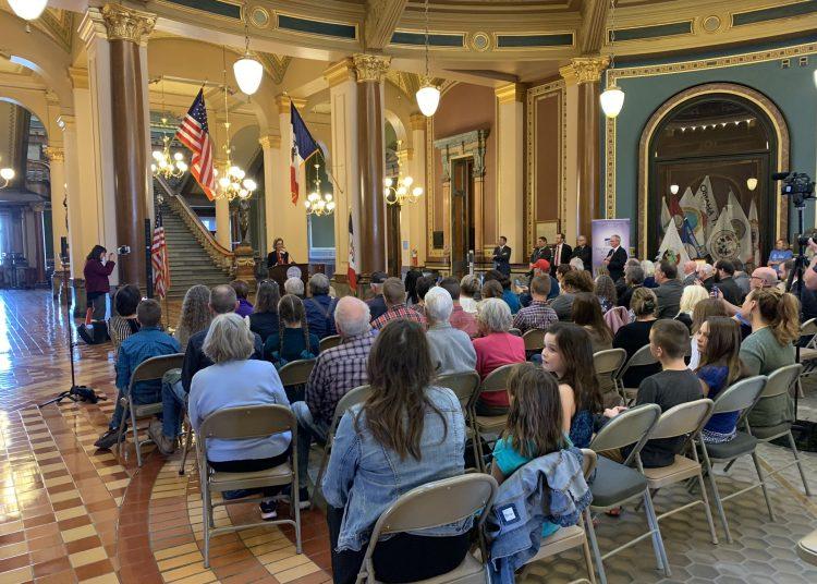 Iowa Gov. Kim Reynolds speaking at Prayer for Life rally on March 21, 2022.
