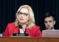U.S. Rep. Ashley Hinson, R-Iowa, questions Secretary of Homeland Security Alejandro Mayorkas on Wednesday, April 27, 2022.