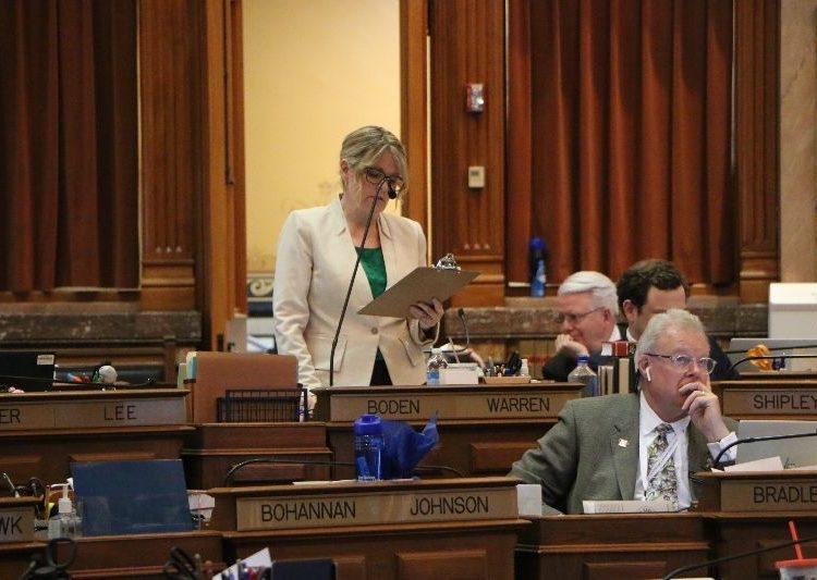 State Rep. Brooke Boden, R-Indianola, introducing an amendment to the Rebuild Iowa Infrastructure Fund Budget on Tuesday, April 5, 2022.