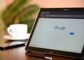 black samsung tablet on google page