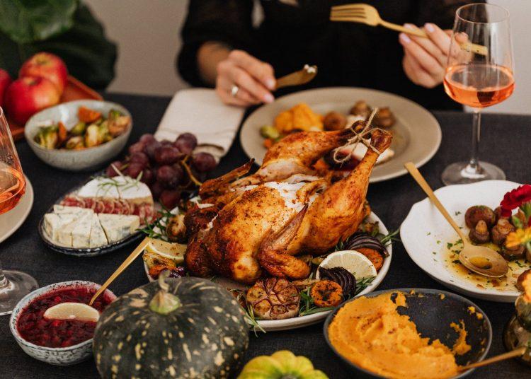roasted turkey on white ceramic plate