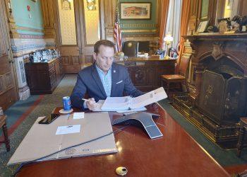 Iowa Secretary of State Paul Pate participated in the canvass from his Iowa State Capitol office.
