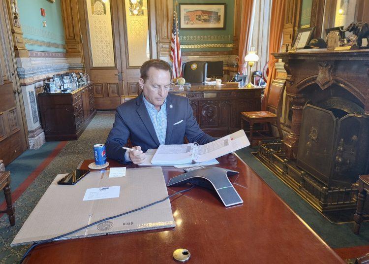 Iowa Secretary of State Paul Pate participated in the canvass from his Iowa State Capitol office.