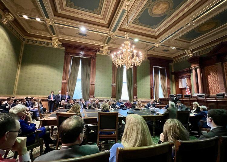 The Iowa House Education Reform Committee debating HSB 1 on January 18, 2023.