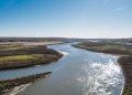 The Des Moines River from the High Trestle Trail bridge near Madrid, Iowa.