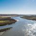The Des Moines River from the High Trestle Trail bridge near Madrid, Iowa.