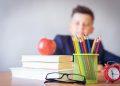 boy looking on a tidied desk