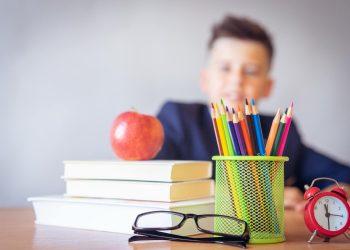 boy looking on a tidied desk