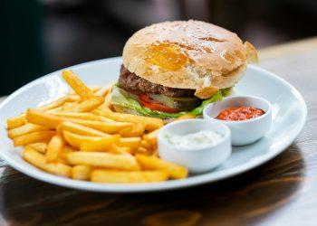 hamburger and fries